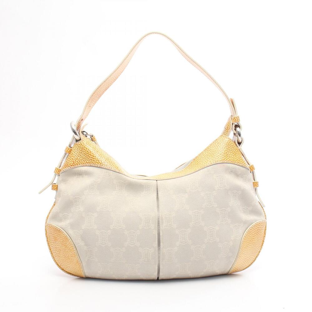 Celine Paris Macadam Shoulder Bag Canvas Leather Gray Yellow